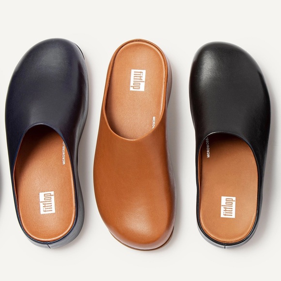 NWT Fitflop Shuv Leather Clogs Size 7 Navy Blue Price Just Reduced - Picture 6 of 11